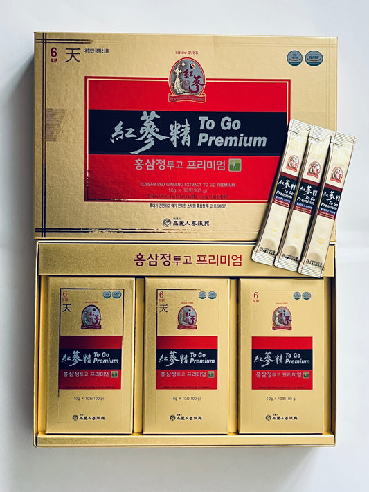 Korean RED Ginseng Extract ToGo Premium - Energy Shot, Ginseng Saponin GINSENOSIDE Natural Super Food (10g x 30 Sticks)