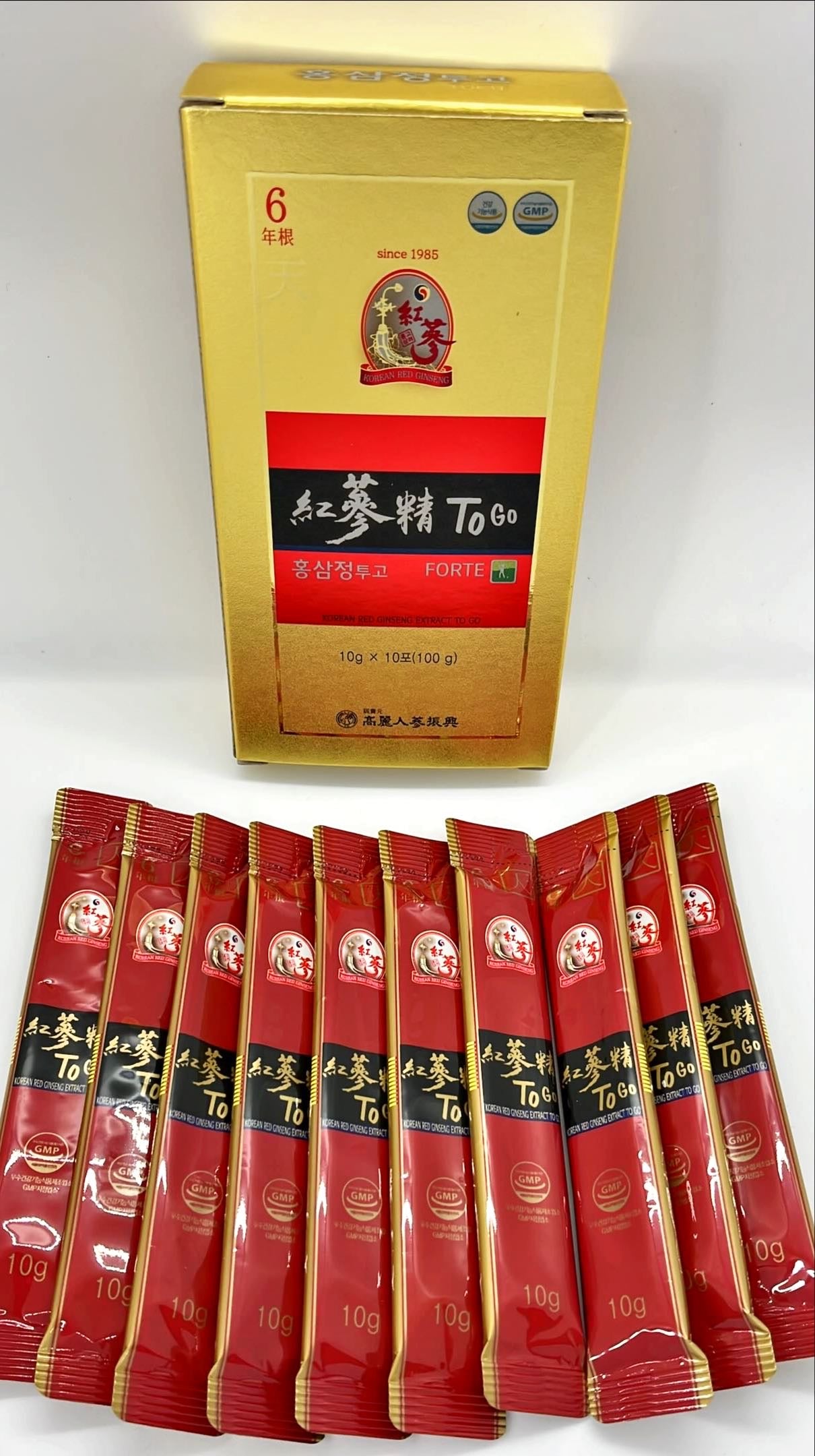Korean RED Ginseng Extract to GO - Energy Shot, Ginseng Saponin GINSENOSIDE Natural Super Food (10g x 10 Sticks)
